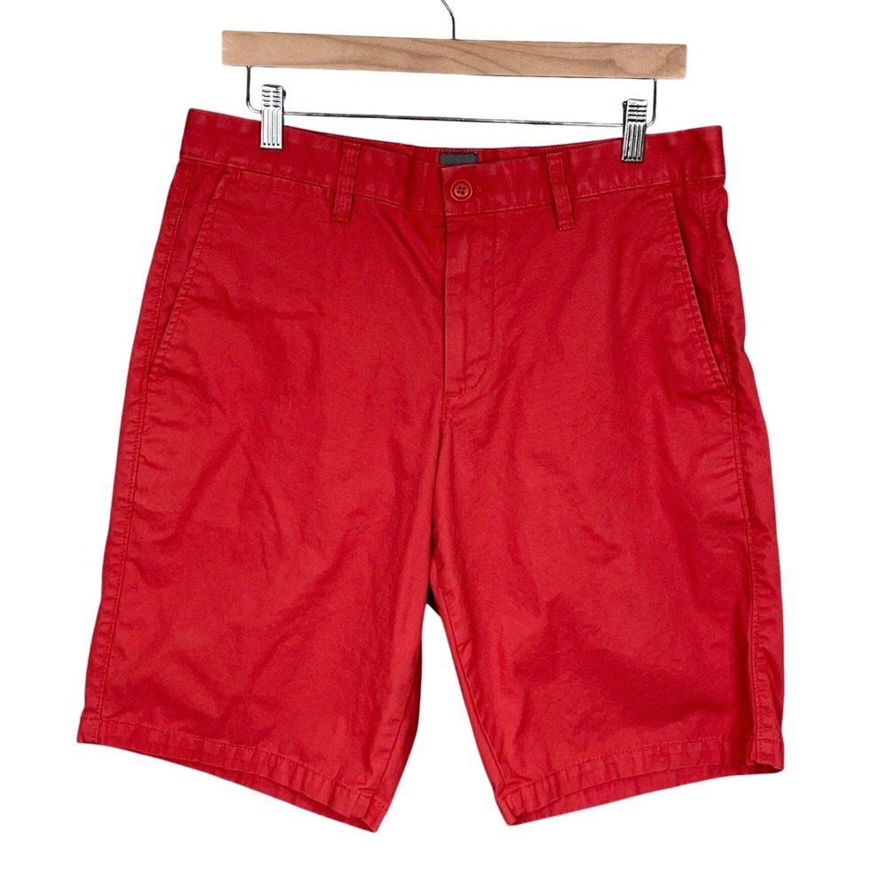 Gap Khaki Preppy Faded Red Flat Front Shorts Men 33 Classic Casual Old Money 11"
